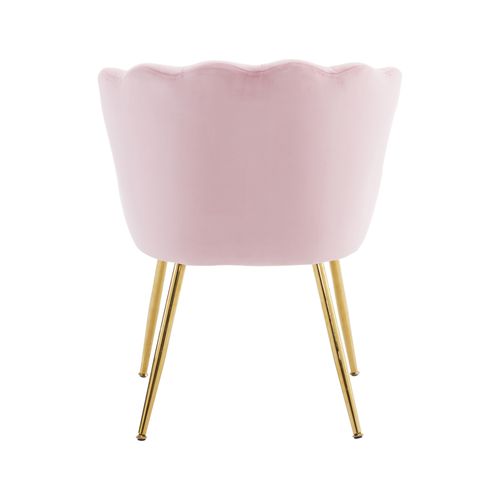 Lot De 6 Chaises De Salon Moderne En Velours, Rembourré Avec Pieds En Métal Et Coussins, Rose