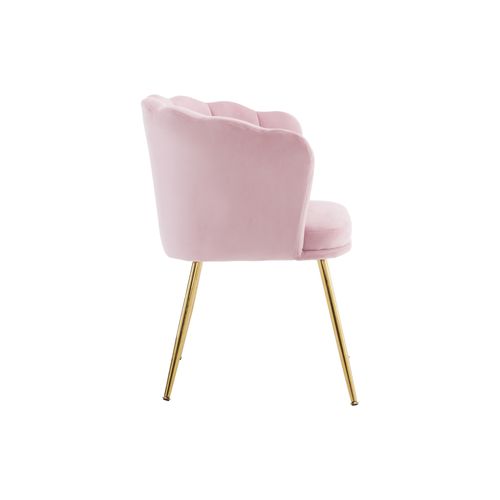 Lot De 4 Chaises De Salon Moderne En Velours, Rembourré Avec Pieds En Métal Et Coussins, Rose