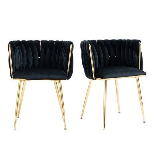 Chaises De Salle à Manger (2pc) Avec Pieds En Métal Doré Noir