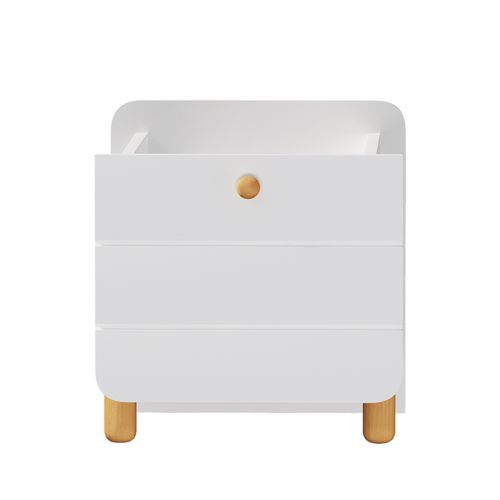 Table De Chevet Mono Tiroir, Tirette Silencieuse, Design Unique Et Minimaliste, Blanc