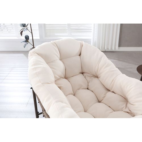 Fauteuil à Bascule Rocking-chair Confortable Avec Coussin Ãpais Pour Intérieur Et Extérieur, Blanc