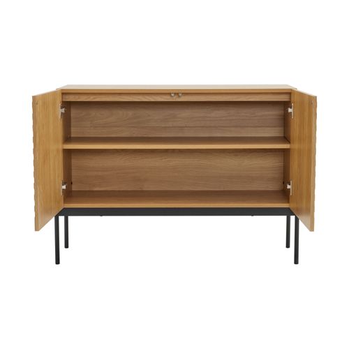 Buffet Avec 2 Portes Pour Salon, Commode Avec Pieds En Métal 75x100x40, Bois