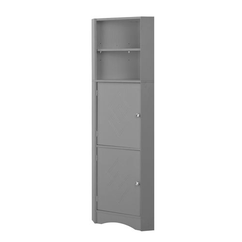 Meuble De Salle De Bains, Mobilier D'angle Avec Compartiments De Rangement 36,5x36,5x155cm, Gris