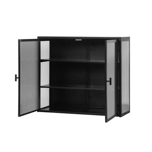 Armoire Murale à Double Porte En Verre, 70x23.01x59.99cm, noir