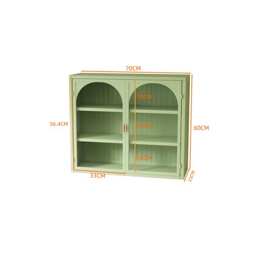 Armoire Murale à Double Porte En Verre Pour Le Salon, 70x23x60cm, Vert