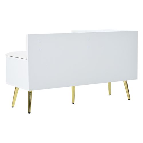 Meuble à Chaussures Moderne De Luxe Pour L'entrée Avec Banc Et Dossier, 100x38x58cm, Blanc