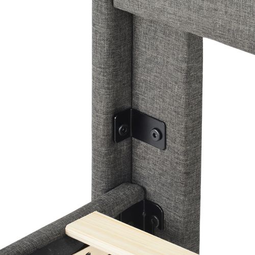 Lit Double Rembourré Pour Ado 90x200, Avec Cadre De Lit Et Tête De Lit, Gris