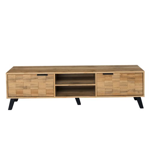 Meuble TV Moderne Avec Double Porte Et Compartiment Ouvert 160.5x35.5x45, Bois