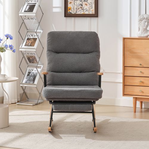 Fauteuil à Bascule Avec Dossier Qui S'incline Et Repose Pied, Gris