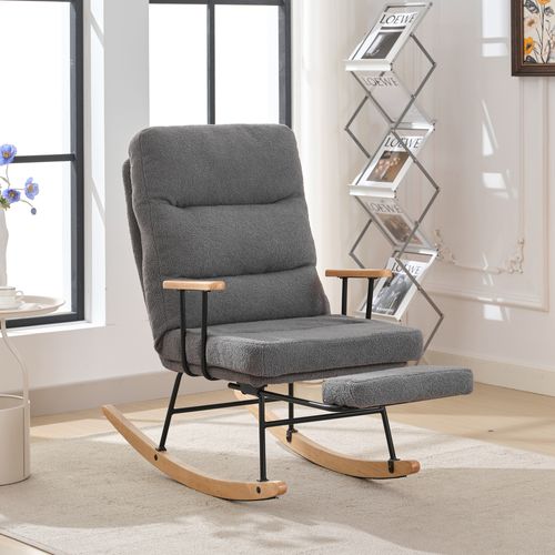 Fauteuil à Bascule Avec Dossier Qui S'incline Et Repose Pied, Gris