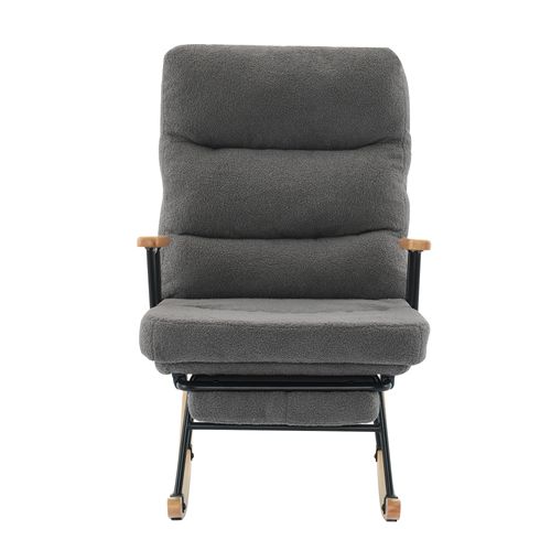Fauteuil à Bascule Avec Dossier Qui S'incline Et Repose Pied, Gris