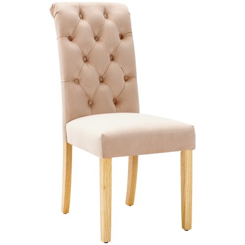 Chaises De Salle à Manger En Velours, Ensemble De 2, Avec Pieds En Chêne, Marron