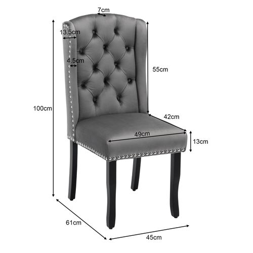 Chaises De Salle à Manger En Velours, Ensemble De 2, Avec Pieds En Chêne, Gris