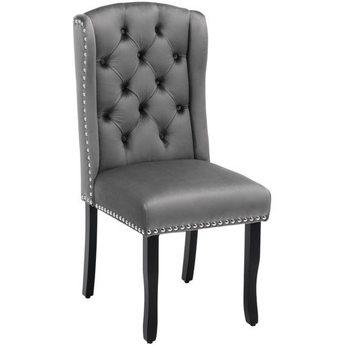 Chaises De Salle à Manger En Velours, Ensemble De 2, Avec Pieds En Chêne, Gris