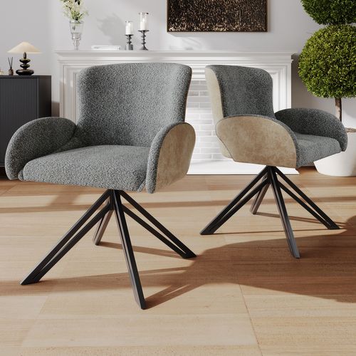 Chaises De Salle à Manger En Velours De Haute Qualité, Lot De 2, Pivotant à 360 Degrés, Gris