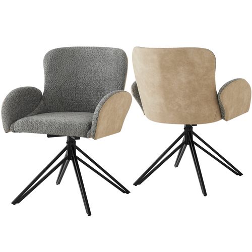 Chaises De Salle à Manger En Velours De Haute Qualité, Lot De 2, Pivotant à 360 Degrés, Gris