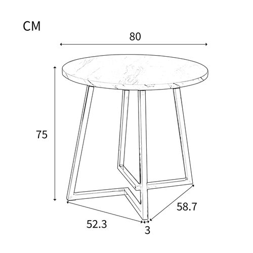Table De Salle à Manger Ronde Pour 4 Personnes, Structure En Métal, Blanc