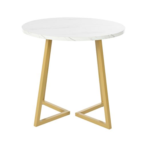 Table De Salle à Manger Ronde Pour 4 Personnes, Structure En Métal, Blanc