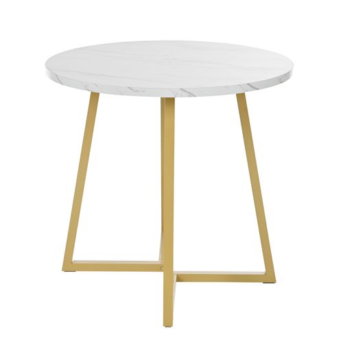 Table De Salle à Manger Ronde Pour 4 Personnes, Structure En Métal, Blanc