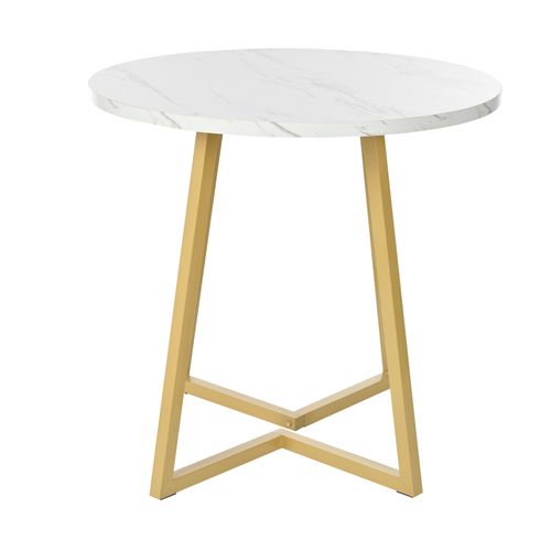 Table De Salle à Manger Ronde Pour 4 Personnes, Structure En Métal, Blanc