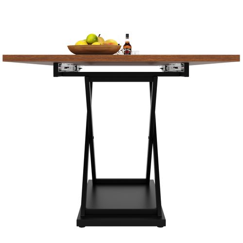Table De Salle à Manger à Rallonge 120x80, Pieds En Fer Croisé Noir, Bois