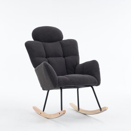 Fauteuil à Bascule Teddy Bear En Tissu, Tapisserie D'ameublement, Gris