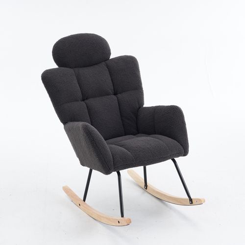 Fauteuil à Bascule Teddy Bear En Tissu, Tapisserie D'ameublement, Gris