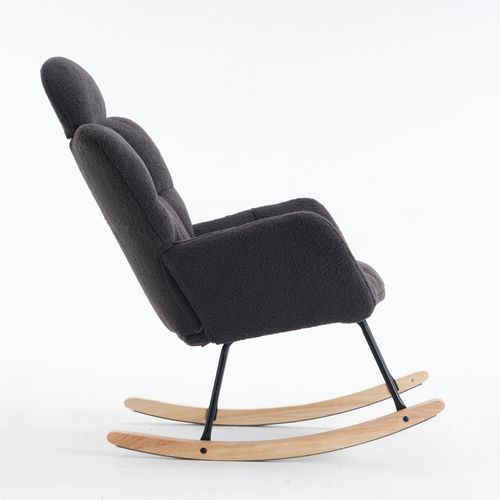 Fauteuil à Bascule Teddy Bear En Tissu, Tapisserie D'ameublement, Gris