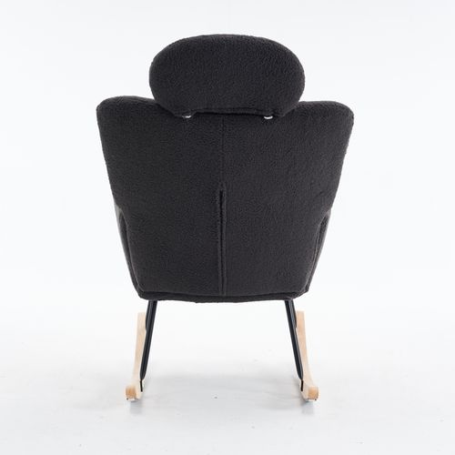 Fauteuil à Bascule Teddy Bear En Tissu, Tapisserie D'ameublement, Gris