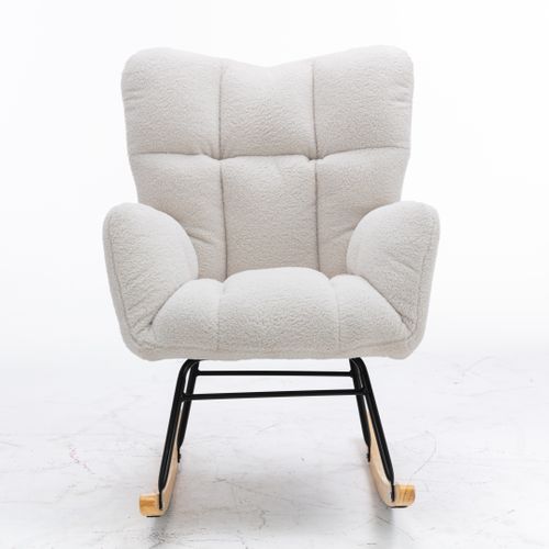 Fauteuil à Bascule Teddy Avec Revêtement Touffeté, Blanc