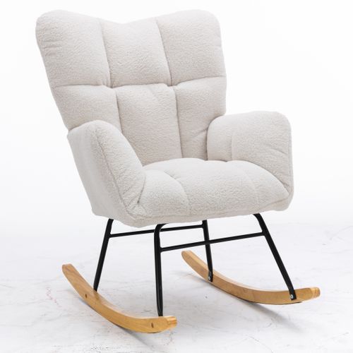 Fauteuil à Bascule Teddy Avec Revêtement Touffeté, Blanc