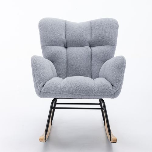 Fauteuil à Bascule Teddy Avec Revêtement Touffeté, Gris