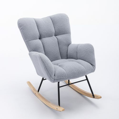 Fauteuil à Bascule Teddy Avec Revêtement Touffeté, Gris