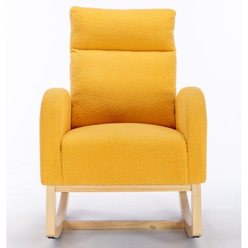 Fauteuil à Bascule Moderne Avec Revêtement En Tissu Teddy, Jaune