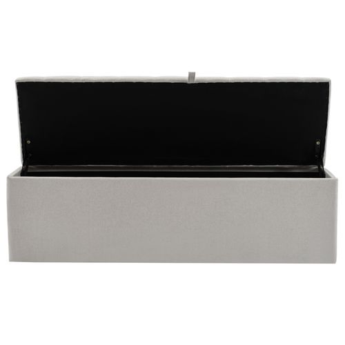 Bout De Lit Rembourré En Lin Avec Rangement, Gris