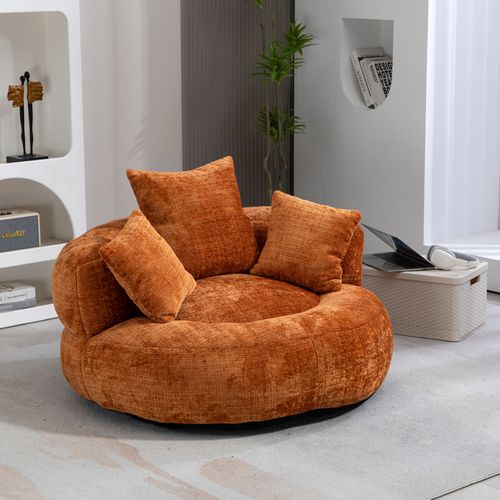 Fauteuil Lazy Sofa Durable Confort Avec Trois Oreillers Pour Intérieur Et Extérieur, Orange