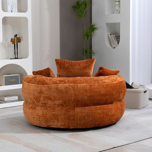 Fauteuil Lazy Sofa Durable Confort Avec Trois Oreillers Pour Intérieur Et Extérieur, Orange