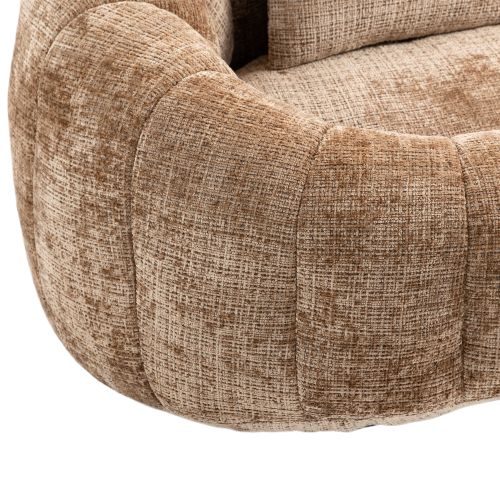 Canapé Pouf Relax En Mousse Souple Matelassée Confortable Avec Tissu De Peluche, Café
