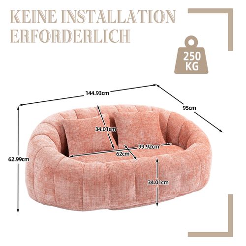 Canapé Pouf Relax En Mousse Souple Matelassée Confortable Avec Tissu De Peluche, Rose