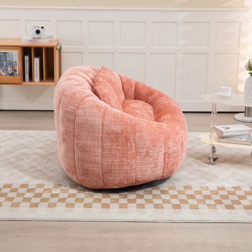 Canapé Pouf Relax En Mousse Souple Matelassée Confortable Avec Tissu De Peluche, Rose