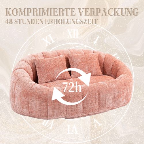 Canapé Pouf Relax En Mousse Souple Matelassée Confortable Avec Tissu De Peluche, Rose