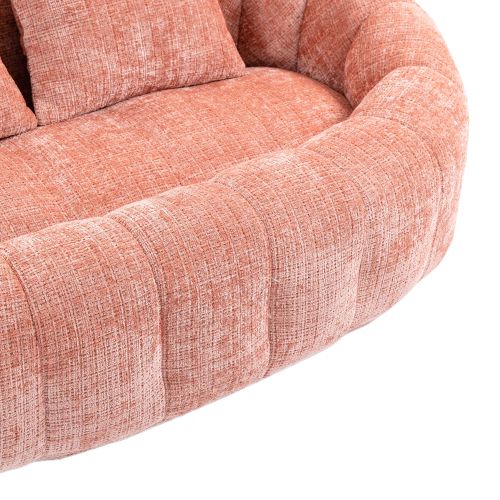 Canapé Pouf Relax En Mousse Souple Matelassée Confortable Avec Tissu De Peluche, Rose