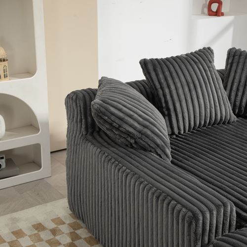 Fauteuil Confortable En Nuage De Velours Moderne, Avec 3 Oreillers Souples, Gris