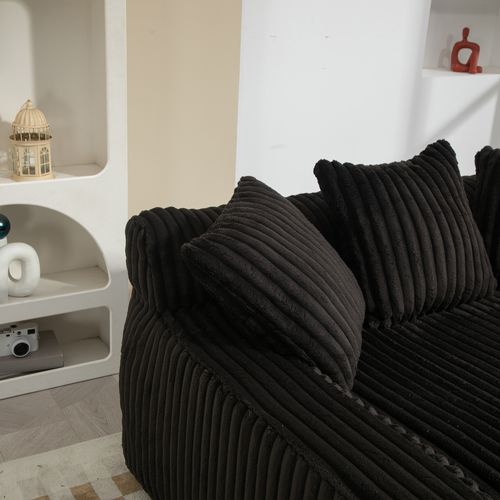 Fauteuil Confortable En Nuage De Velours Moderne, Avec 3 Oreillers Souples, Noir