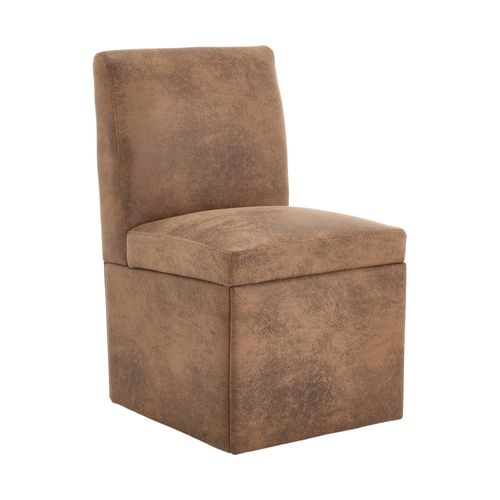 Lot De 2 Chaises à Manger Rembourrées Et à Roulette Avec Coffre De Rangement Moderne, Marron