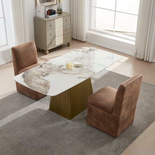 Lot De 2 Chaises à Manger Rembourrées Et à Roulette Avec Coffre De Rangement Moderne, Marron