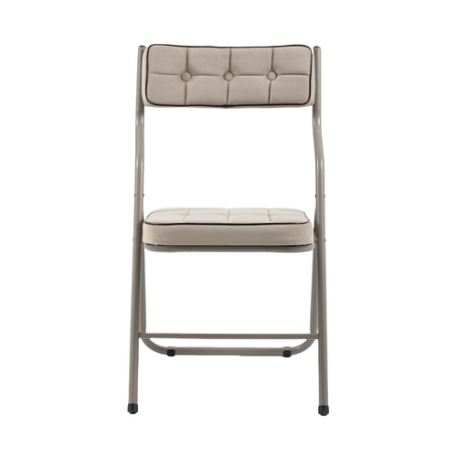Lot De 2 Chaises Pliantes Avec Coussin En Velours Rembourrée Et Cadre En Acier, Kaki