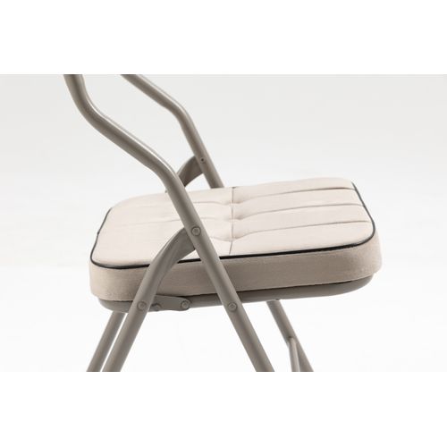 Lot De 2 Chaises Pliantes Avec Coussin En Velours Rembourrée Et Cadre En Acier, Kaki