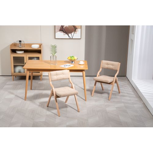 Lot De 2 Chaises Pliantes Avec Coussin En Velours Rembourrée Et Cadre En Bois, Kaki