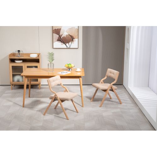 Lot De 2 Chaises Pliantes Avec Coussin En Velours Rembourrée Et Cadre En Bois, Kaki